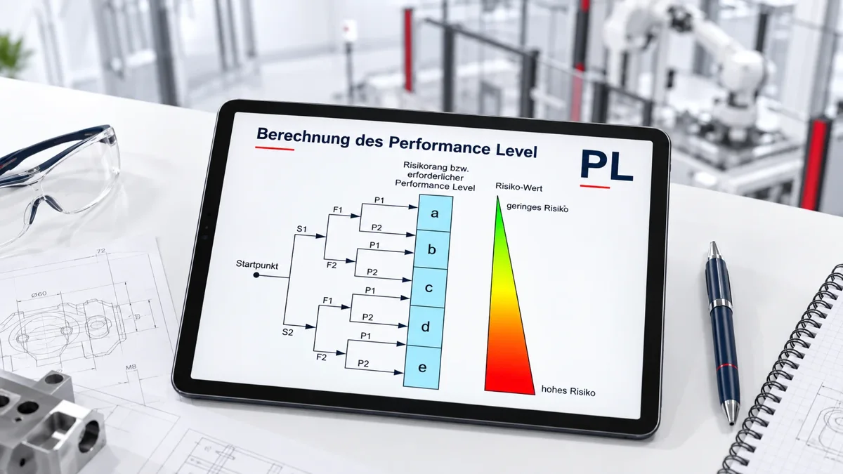 Tablet mit dem Risikographen zur Bestimmung des Performance Level nach EN ISO 13849-1